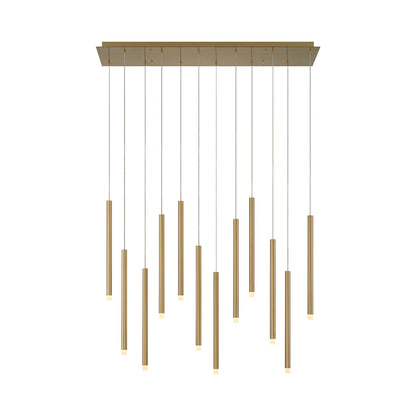 Amalfi Linear LED Chandelier in Plated Brushed Gold (12-Light).