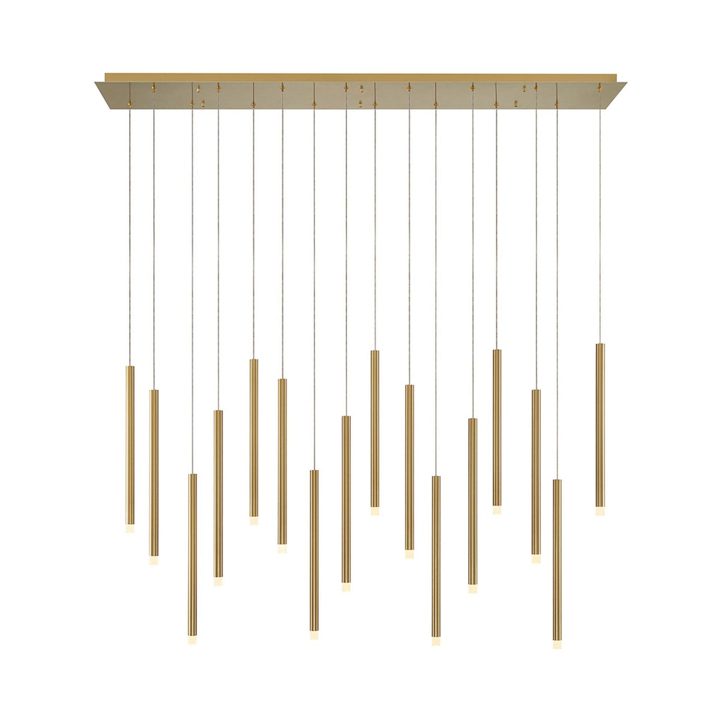 Amalfi Linear LED Chandelier in Plated Brushed Gold (16-Light).