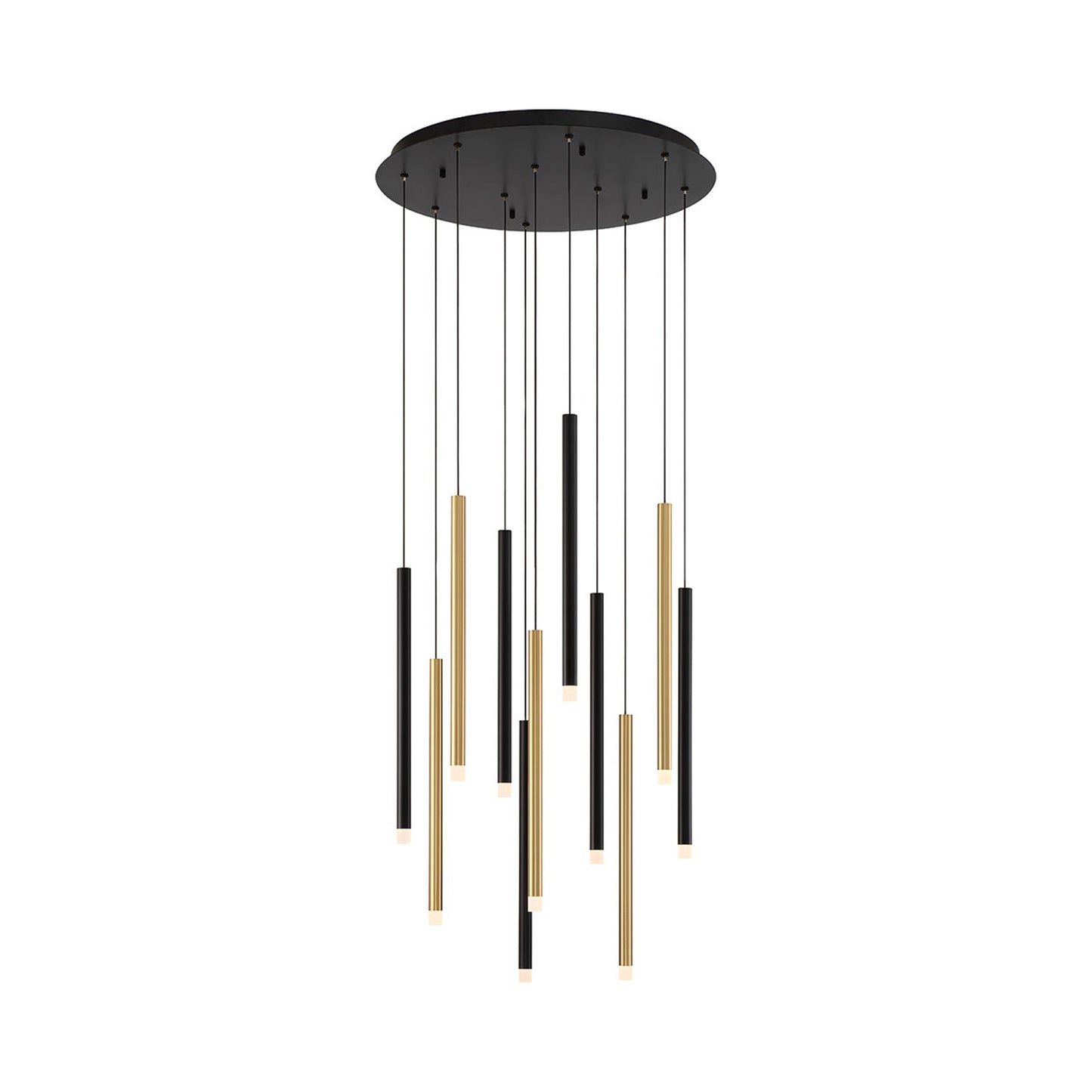Amalfi Round LED Chandelier in Matte Black And Plated Brushed Gold (11-Light).
