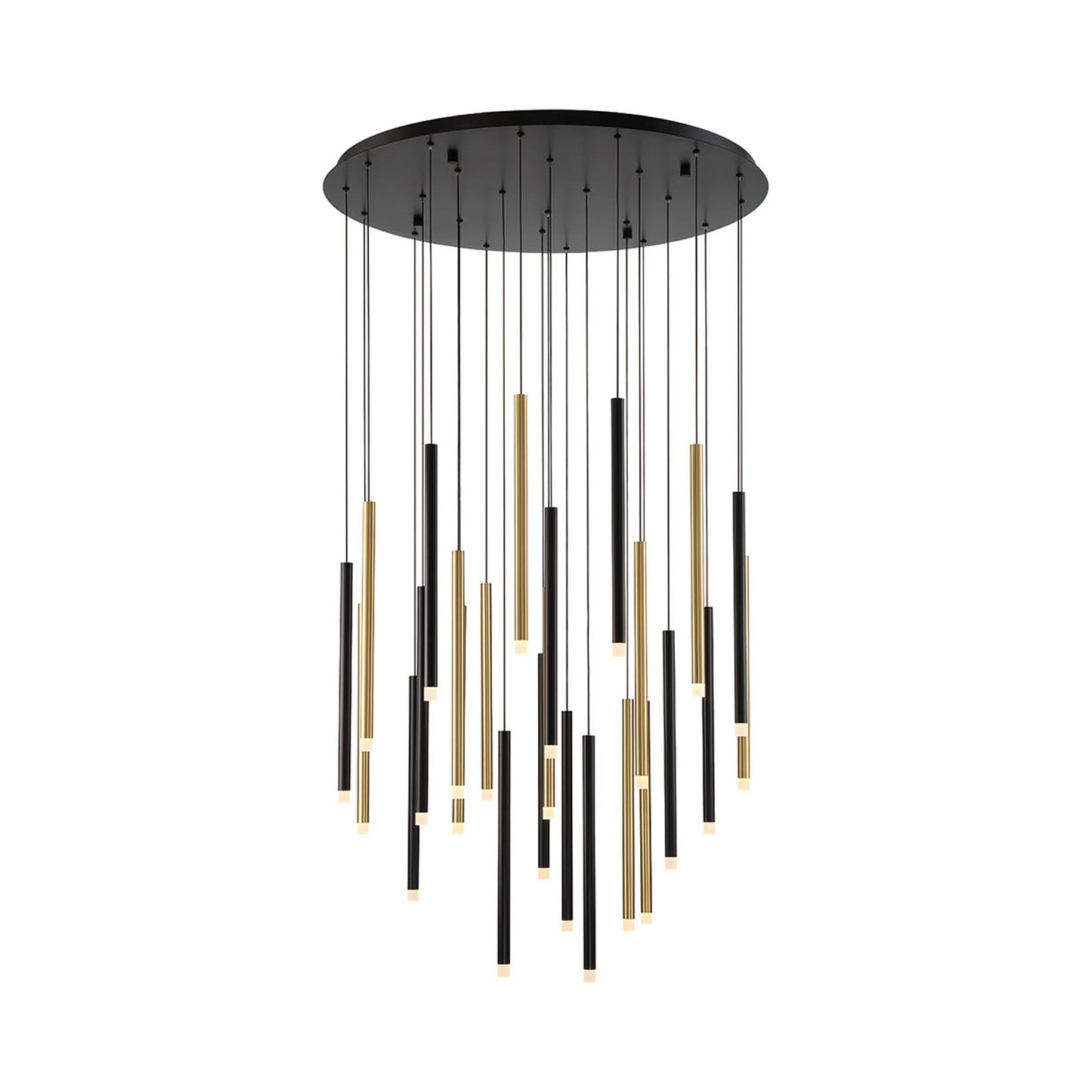 Amalfi Round LED Chandelier in Matte Black And Plated Brushed Gold (25-Light).