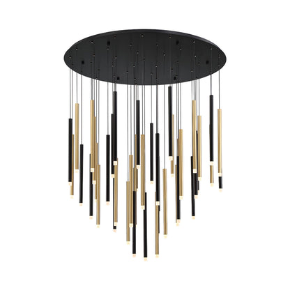 Amalfi Round LED Chandelier in Matte Black And Plated Brushed Gold (44-Light).