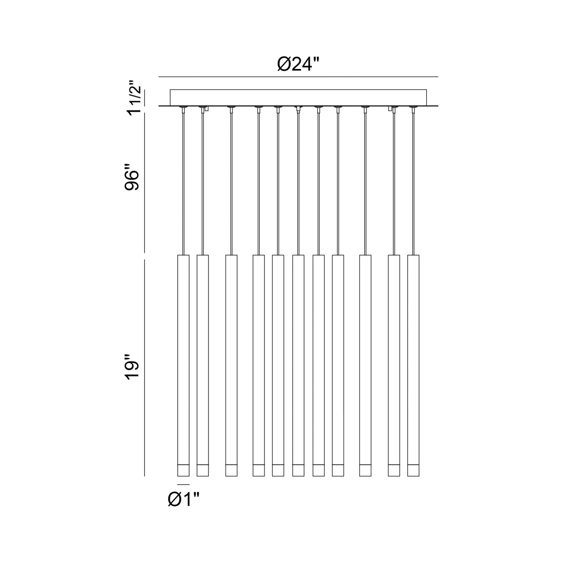 Amalfi Round LED Chandelier - line drawing.
