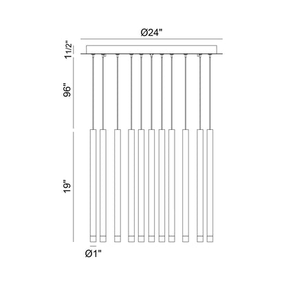 Amalfi Round LED Chandelier - line drawing.