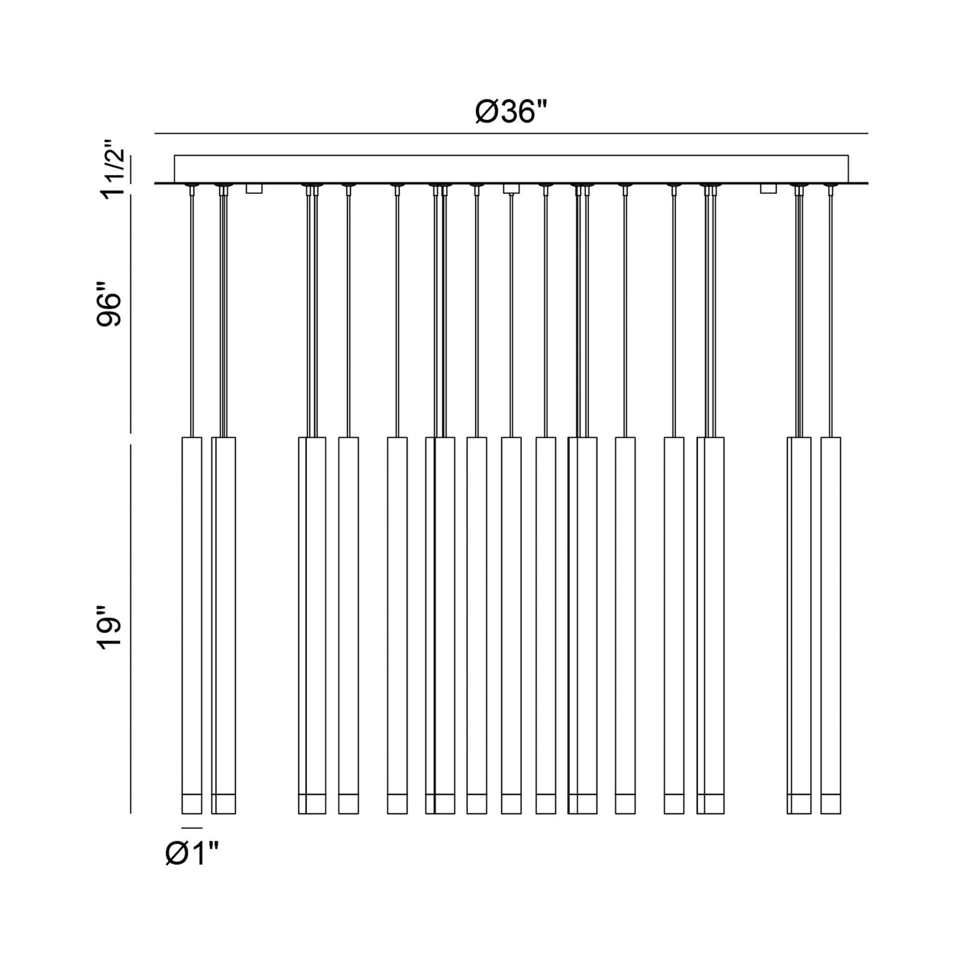 Amalfi Round LED Chandelier - line drawing.