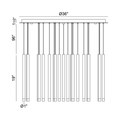 Amalfi Round LED Chandelier - line drawing.