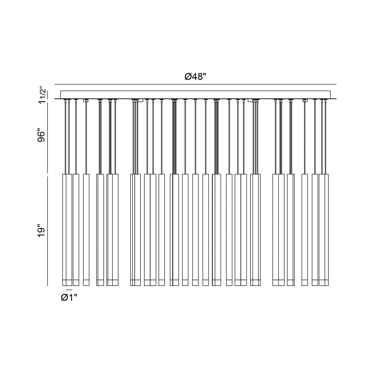 Amalfi Round LED Chandelier - line drawing.