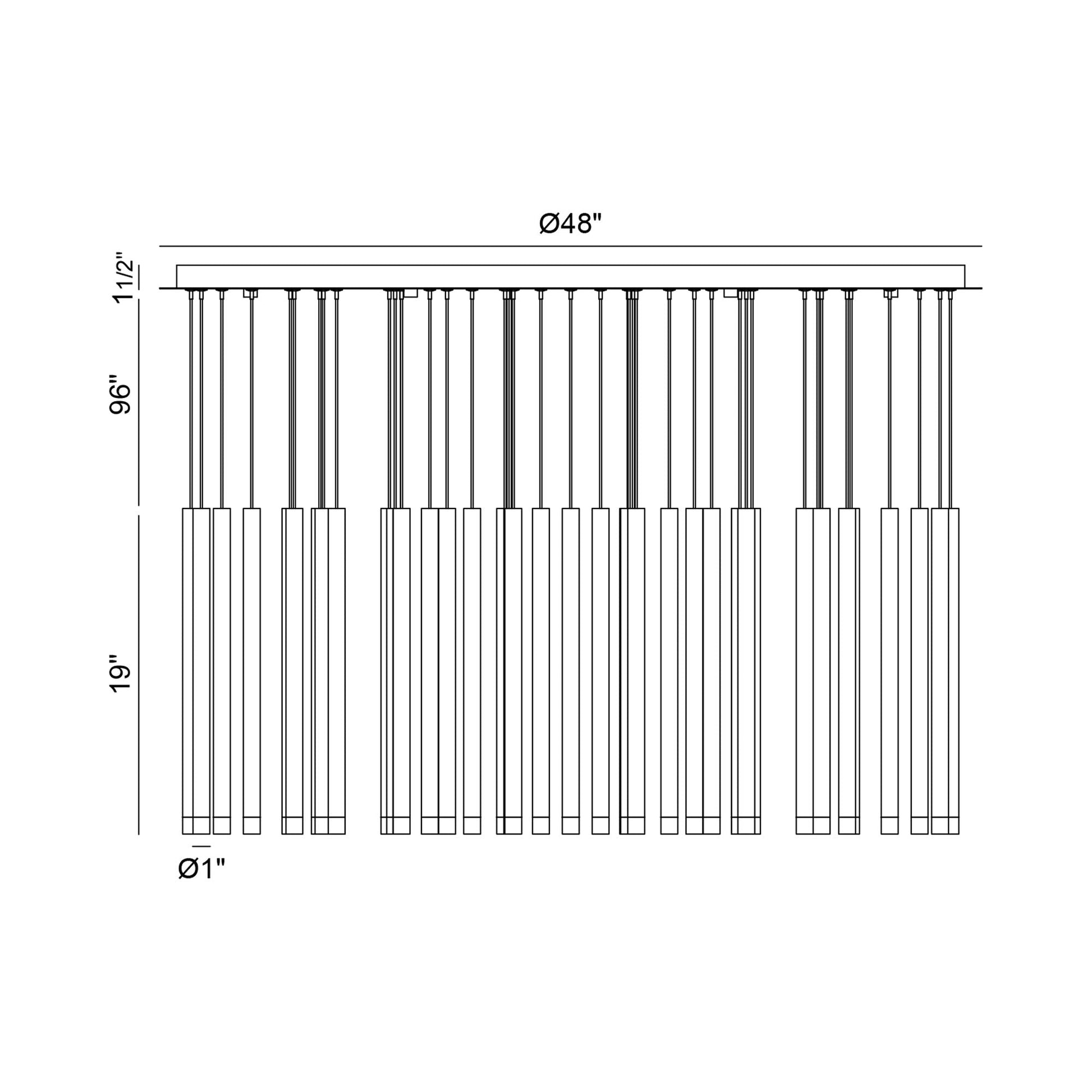 Amalfi Round LED Chandelier - line drawing.