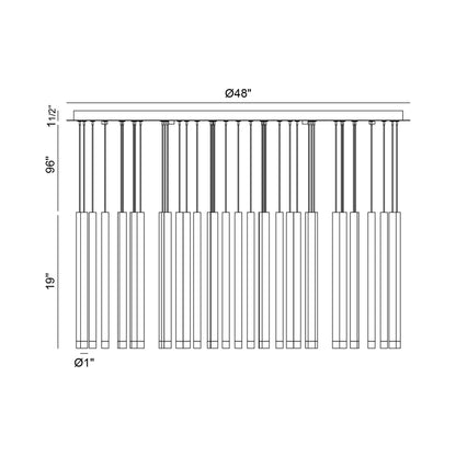 Amalfi Round LED Chandelier - line drawing.