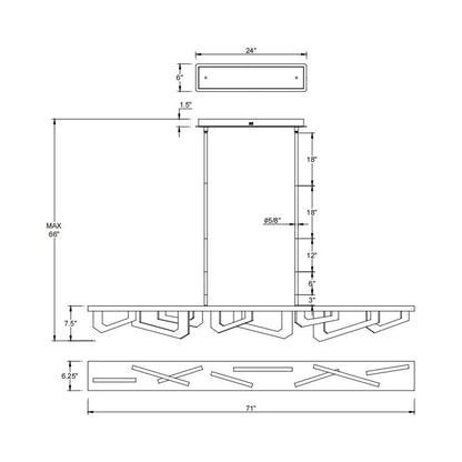 Arezzo Linear LED Chandelier - line drawing.