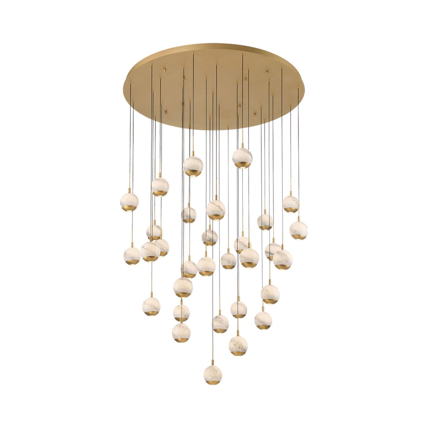 Baveno Grand LED Chandelier in Painted Antique Brass.
