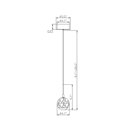 Baveno LED Pendant Light - line drawing.