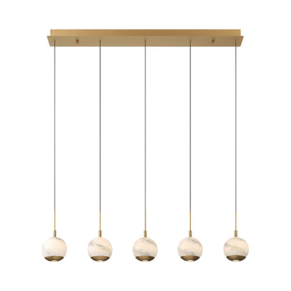 Baveno Linear LED Chandelier in Painted Antique Brass.