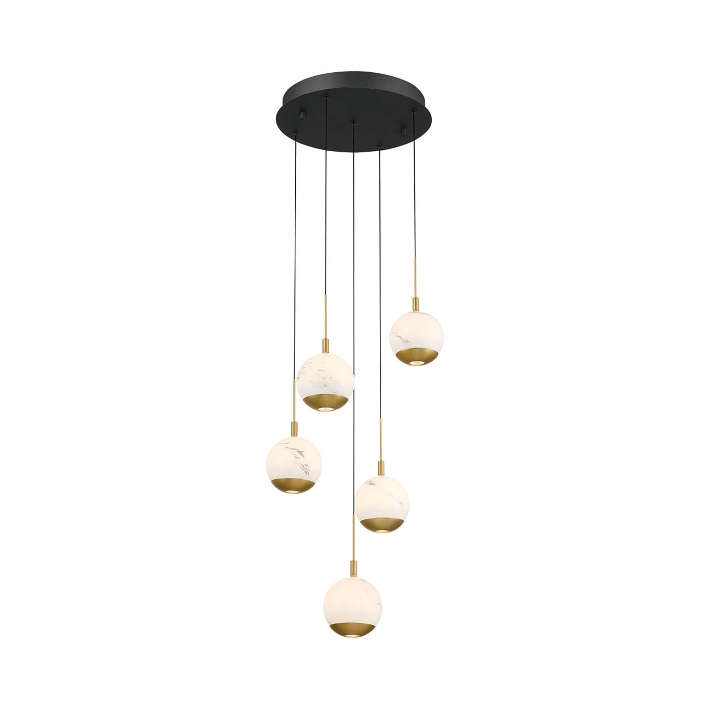 Baveno Multi Light LED Pendant Light in Matte Black (5-Light).