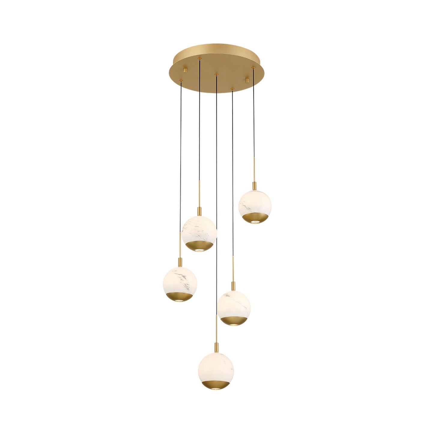 Baveno Multi Light LED Pendant Light in Painted Antique Brass (5-Light).