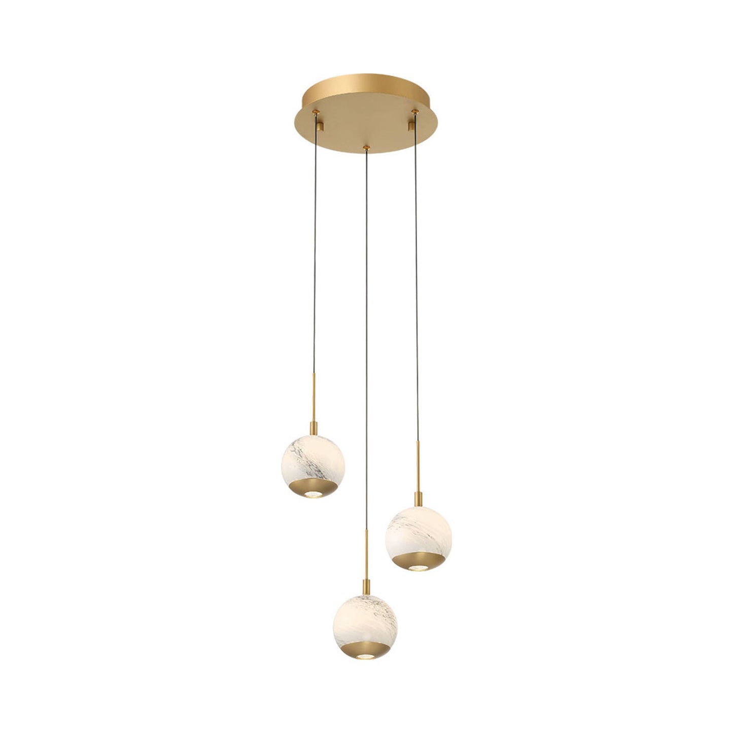 Baveno Multi Light LED Pendant Light in Painted Antique Brass (3-Light).