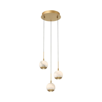 Baveno Multi Light LED Pendant Light in Painted Antique Brass (3-Light).
