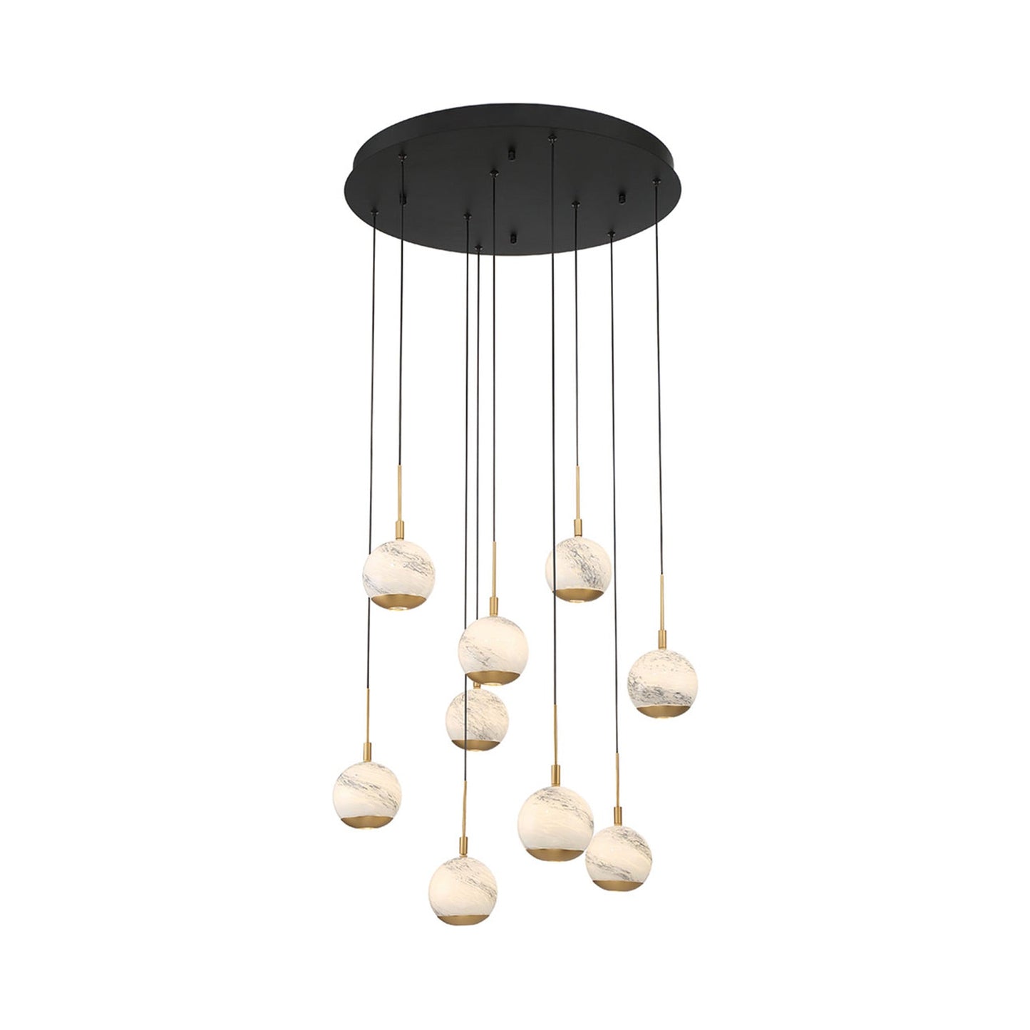 Baveno Multi Light LED Pendant Light in Matte Black (9-Light).