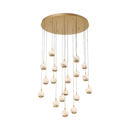 Baveno Multi Light LED Pendant Light in Painted Antique Brass (19-Light).