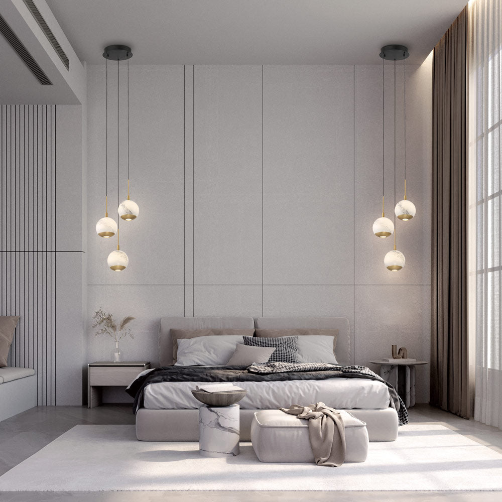 Baveno Multi Light LED Pendant Light in bedroom.