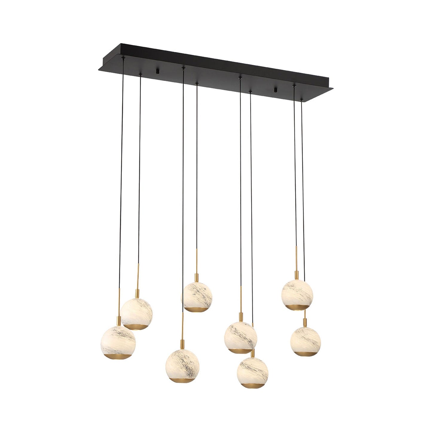 Baveno Rectangular LED Chandelier in Matte Black (8-Light).