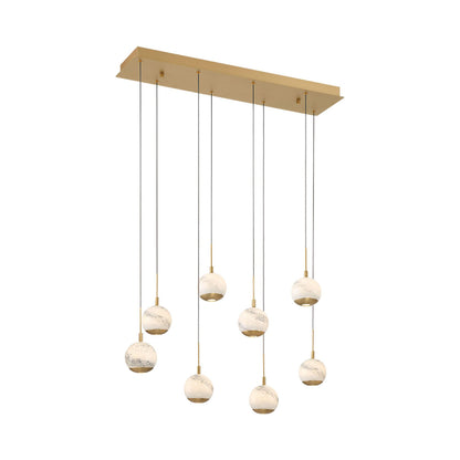 Baveno Rectangular LED Chandelier in Painted Antique Brass (8-Light).