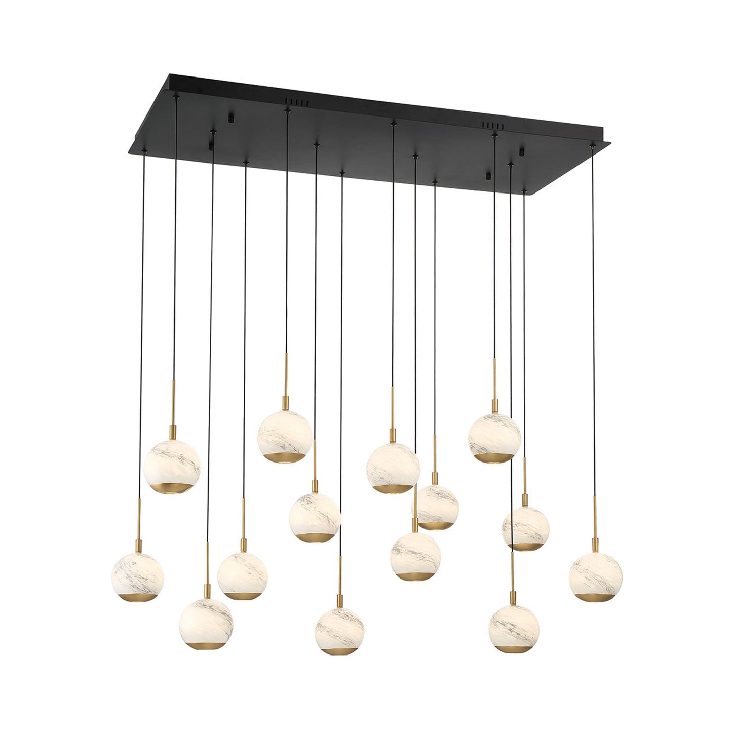 Baveno Rectangular LED Chandelier in Matte Black (14-Light).