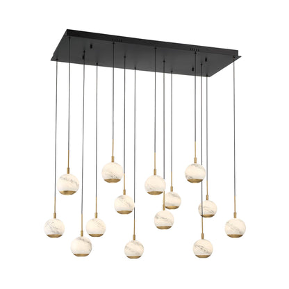 Baveno Rectangular LED Chandelier in Matte Black (14-Light).