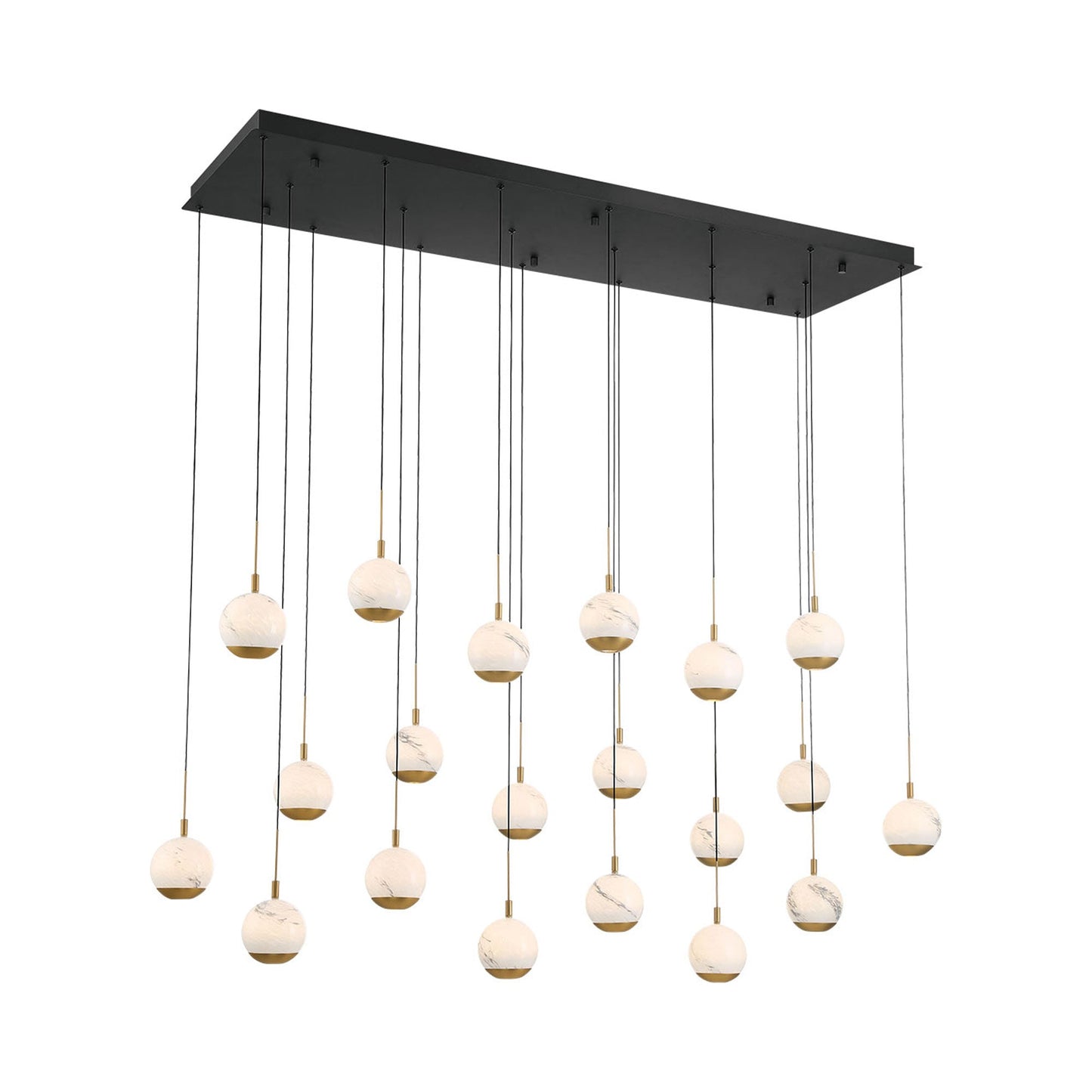 Baveno Rectangular LED Chandelier in Matte Black (20-Light).