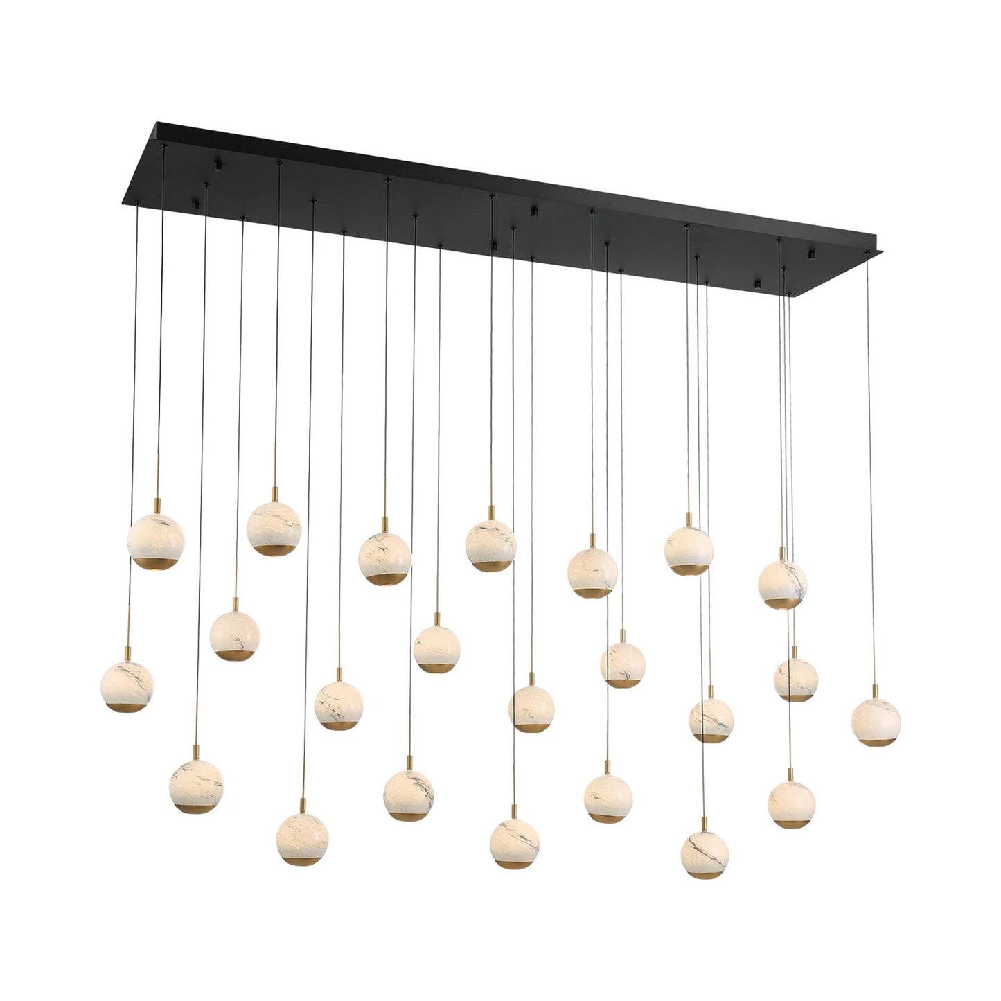 Baveno Rectangular LED Chandelier in Matte Black (23-Light).