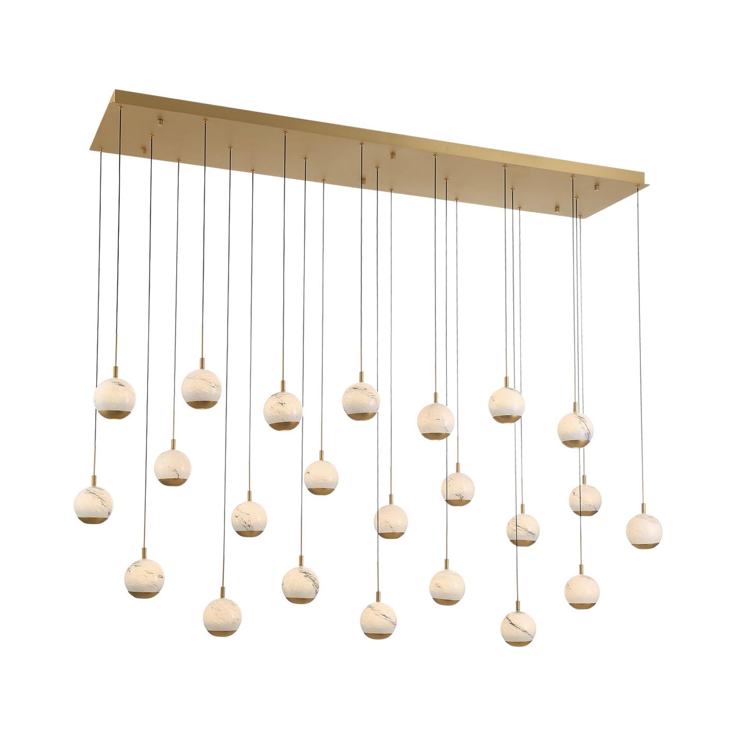 Baveno Rectangular LED Chandelier in Painted Antique Brass (23-Light).