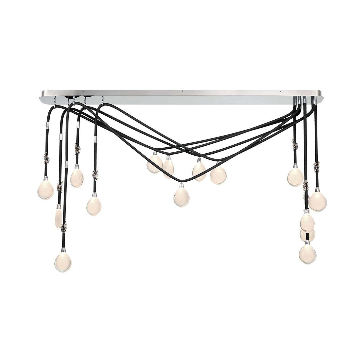 Bellissima Linear LED Chandelier in Black Sleeves (15-Light).