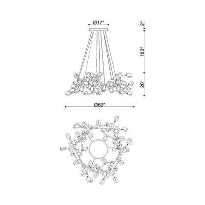 Belluno Grand LED Chandelier - line drawing.