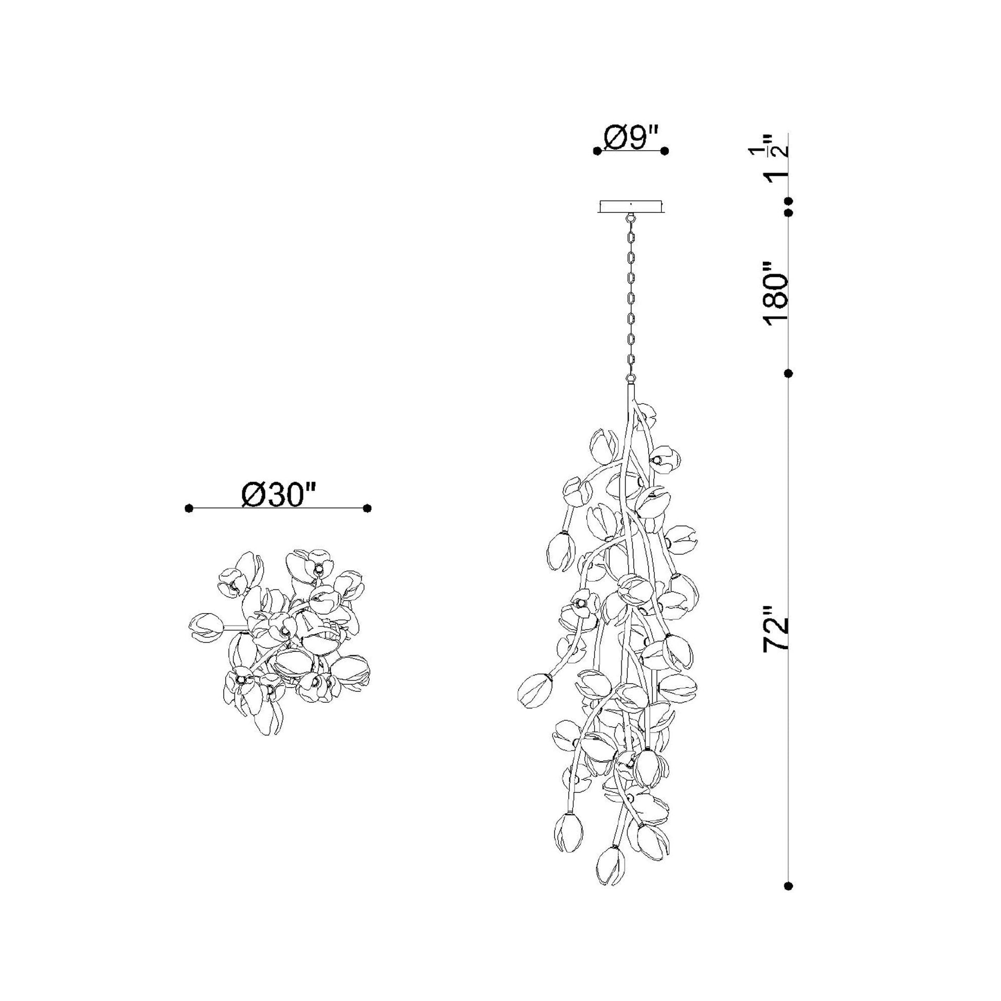 Belluno Grand LED Pendant Light - line drawing.