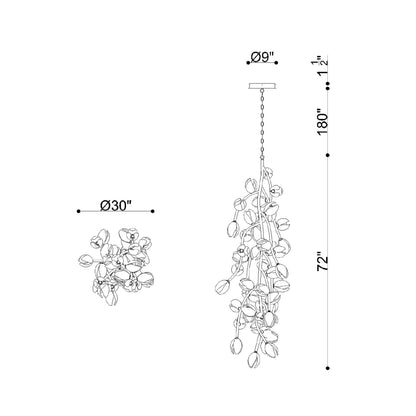 Belluno Grand LED Pendant Light - line drawing.