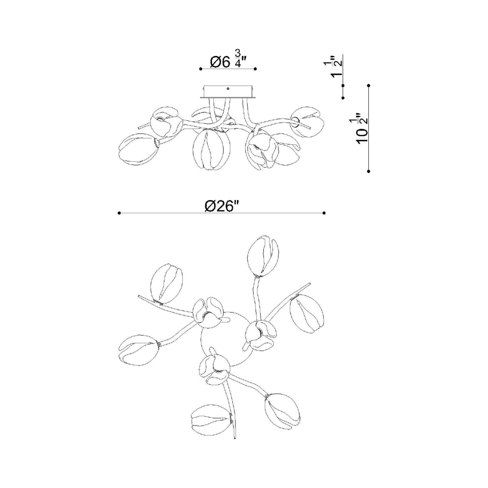 Belluno LED Flush Mount Ceiling Light - line drawing.