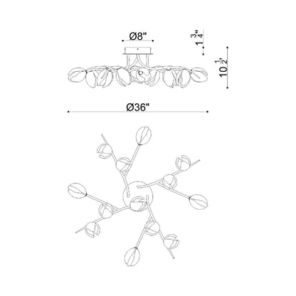 Belluno LED Flush Mount Ceiling Light - line drawing.