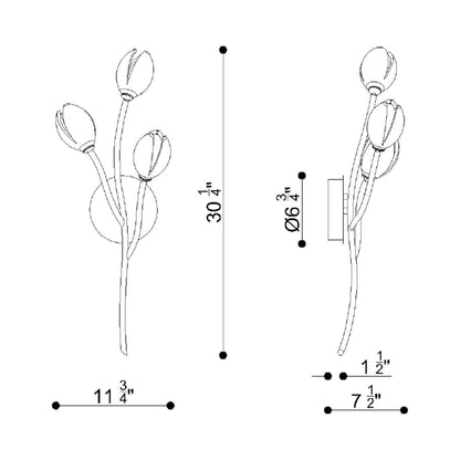 Belluno LED Wall Light - line drawing.