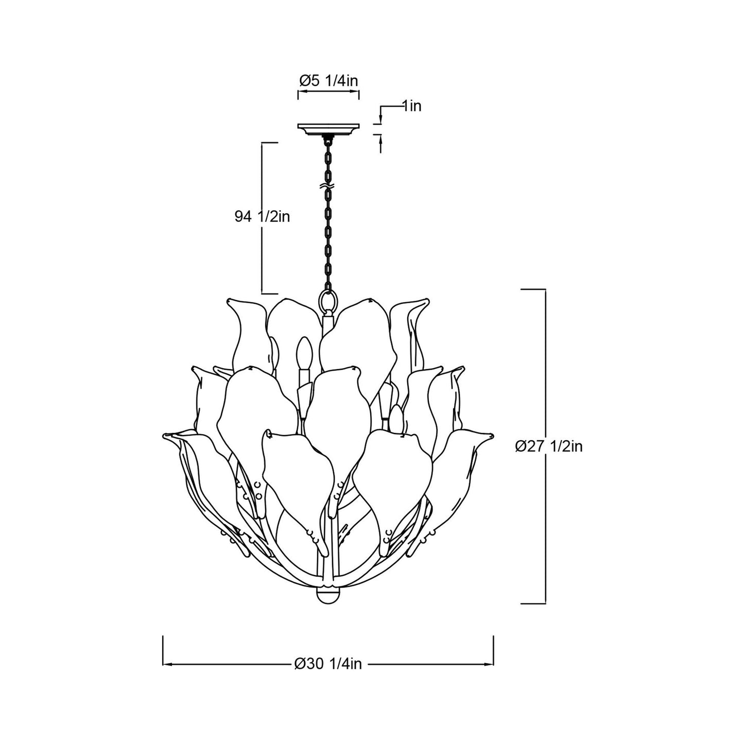 Brindisi Chandelier - line drawing.
