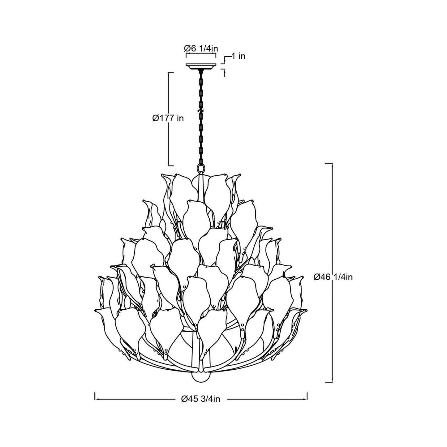 Brindisi Chandelier - line drawing.