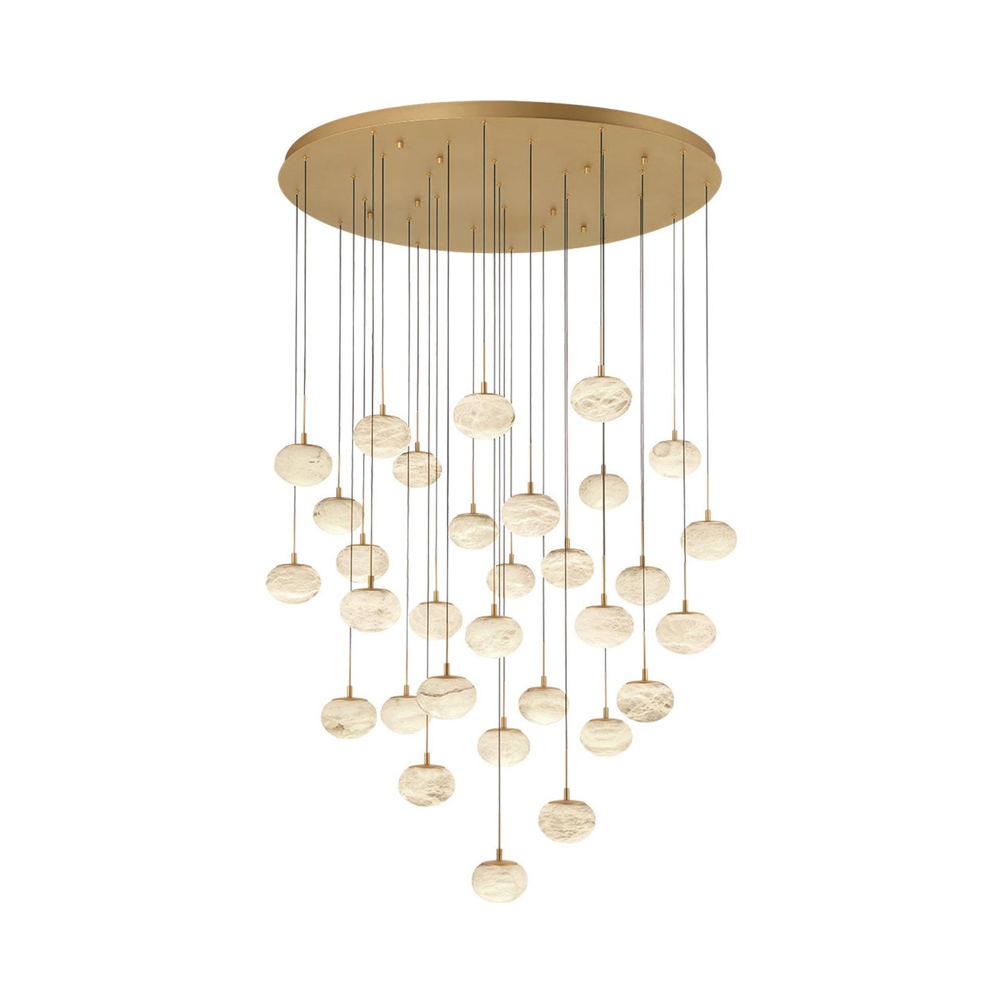 Calcolo Grand LED Chandelier in Painted Antique Brass.