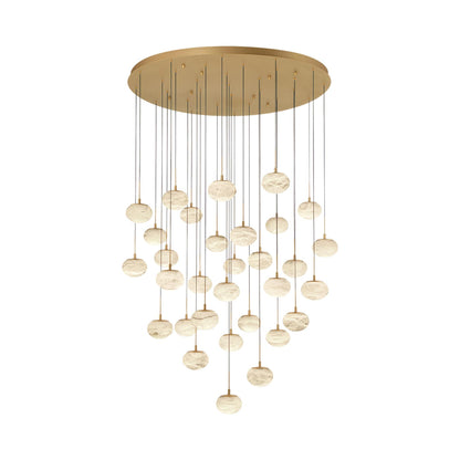 Calcolo Grand LED Chandelier in Painted Antique Brass.