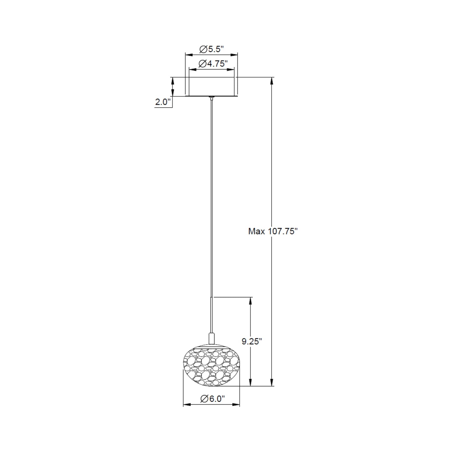 Calcolo LED Pendant Light - line drawing.