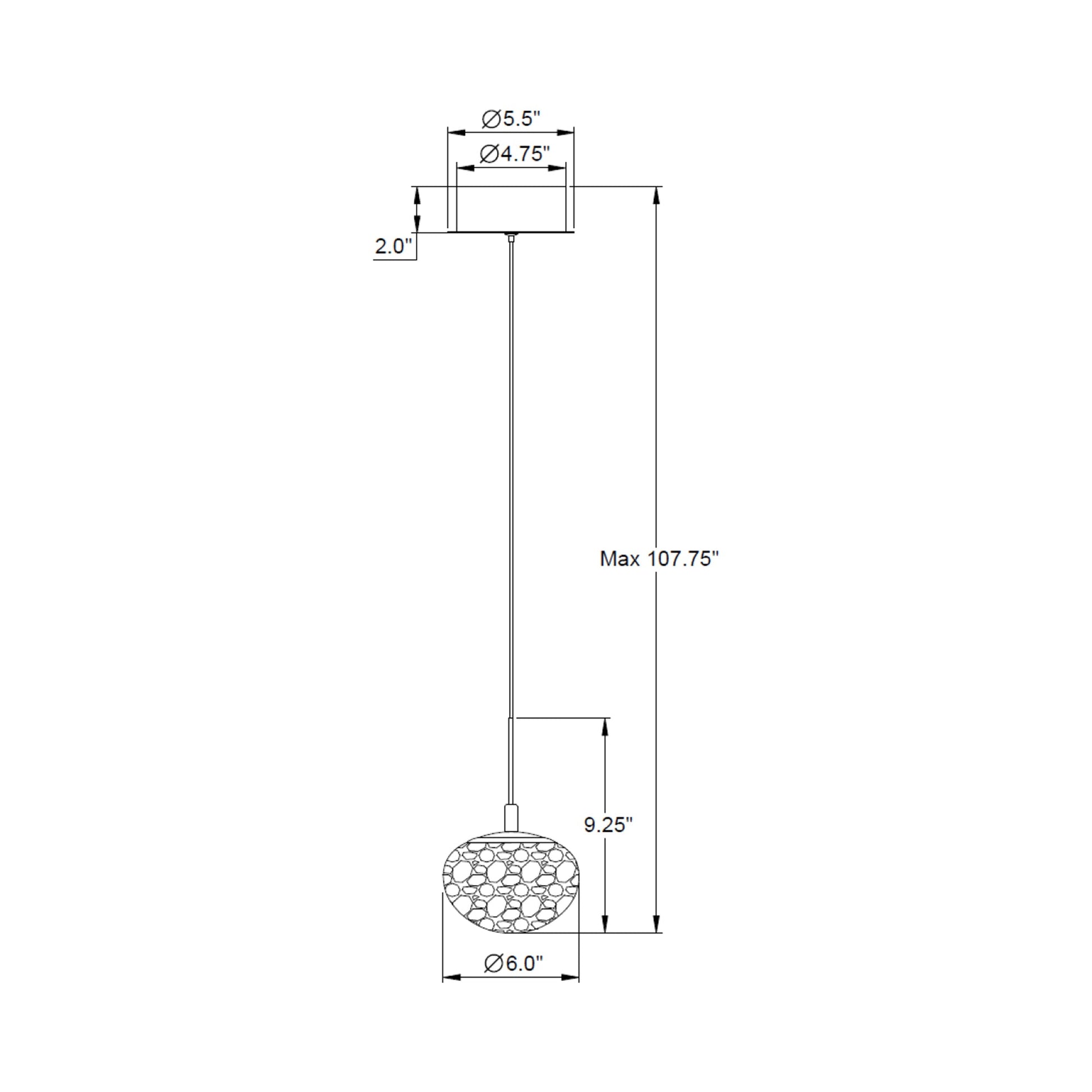 Calcolo LED Pendant Light - line drawing.