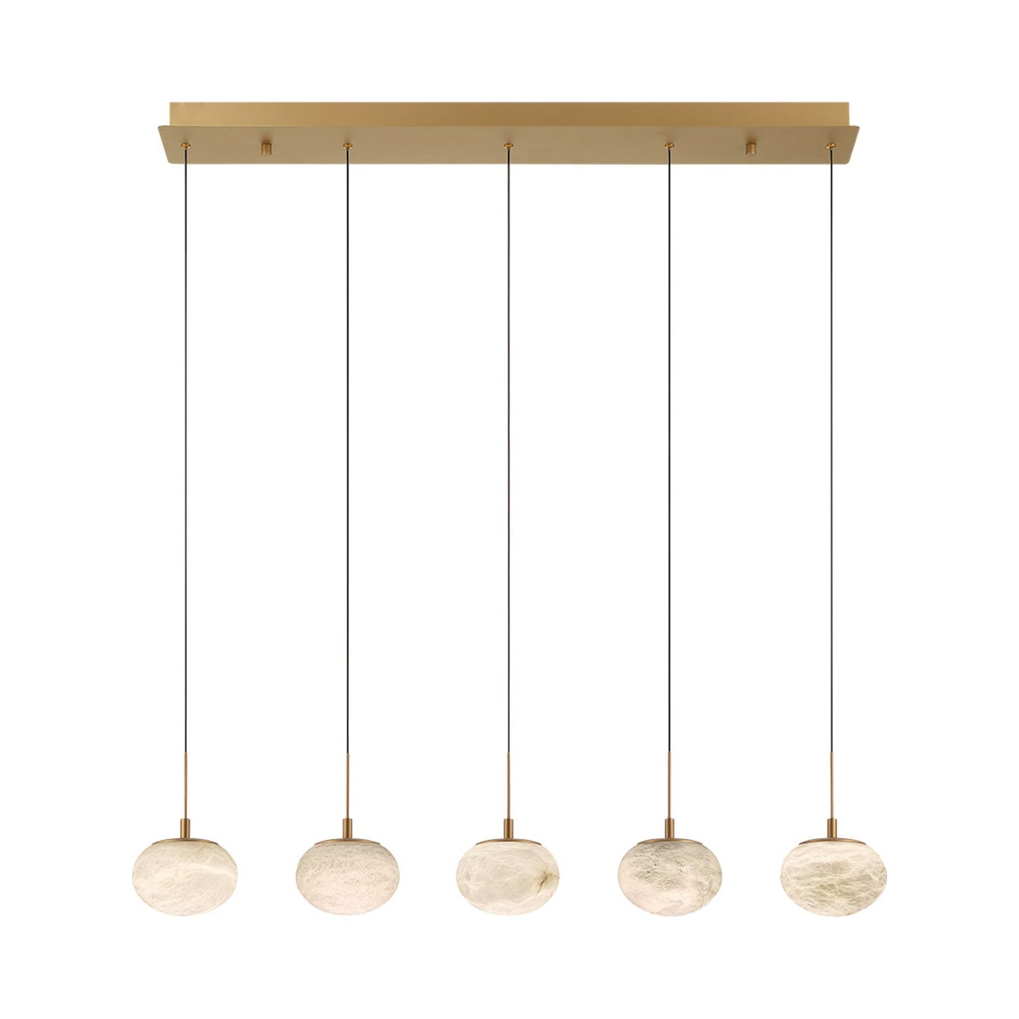 Calcolo Linear LED Chandelier in Painted Antique Brass.