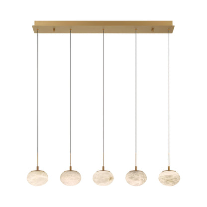 Calcolo Linear LED Chandelier in Painted Antique Brass.