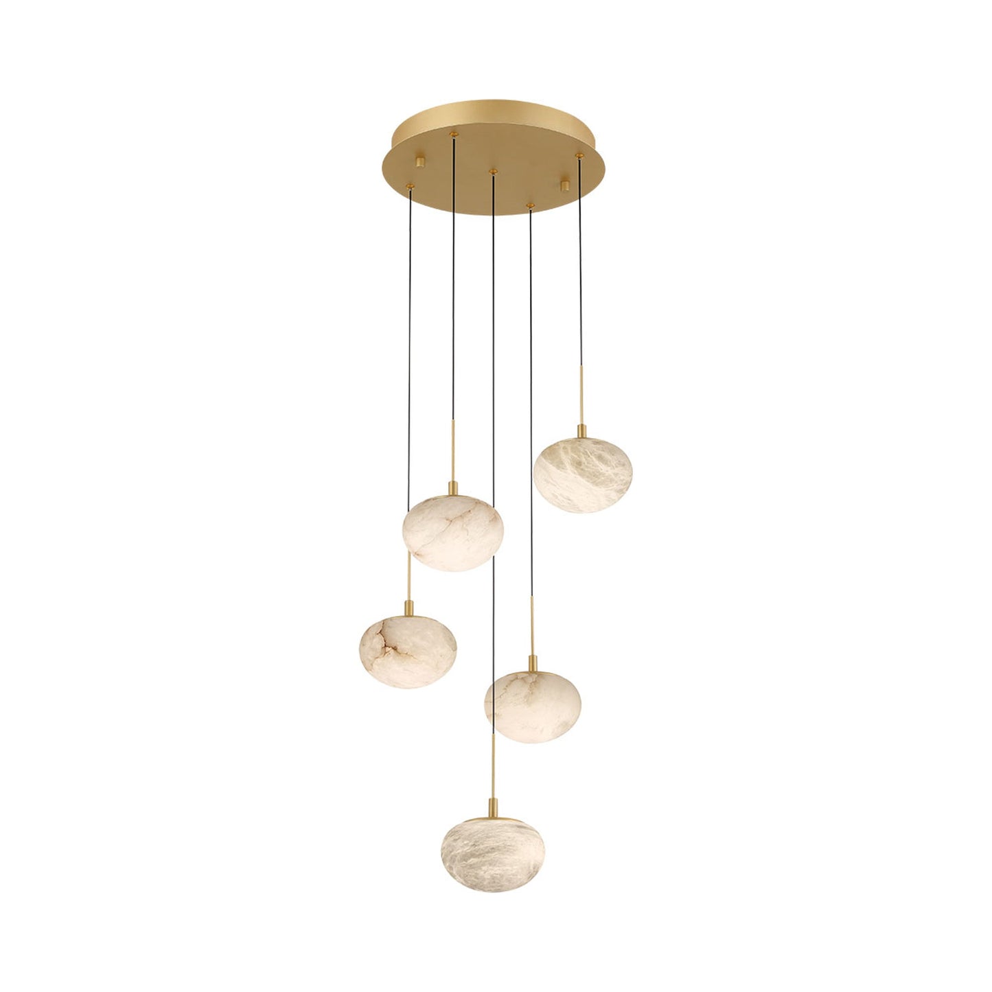 Calcolo Multi Light LED Pendant Light in Painted Antique Brass (5-Light).