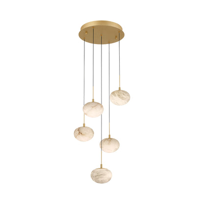 Calcolo Multi Light LED Pendant Light in Painted Antique Brass (5-Light).