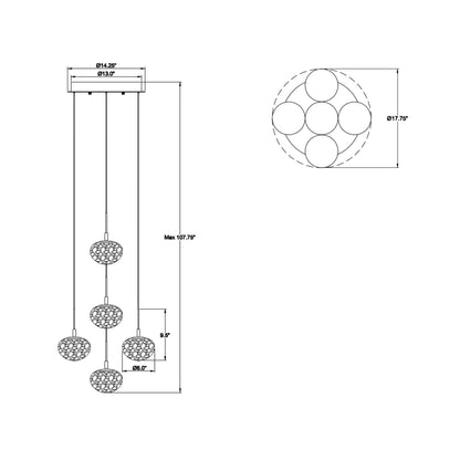 Calcolo Multi Light LED Pendant Light - line drawing.