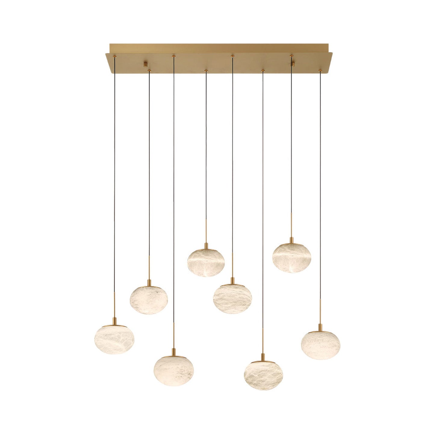 Calcolo Rectangular LED Chandelier in Painted Antique Brass (8-Light).