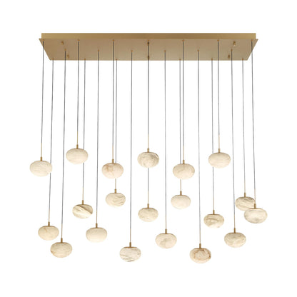 Calcolo Rectangular LED Chandelier in Painted Antique Brass (20-Light).